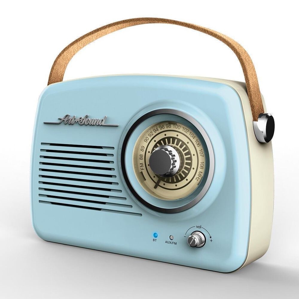 Retro Bluetooth + FM Radio Speaker, Vintage Blue